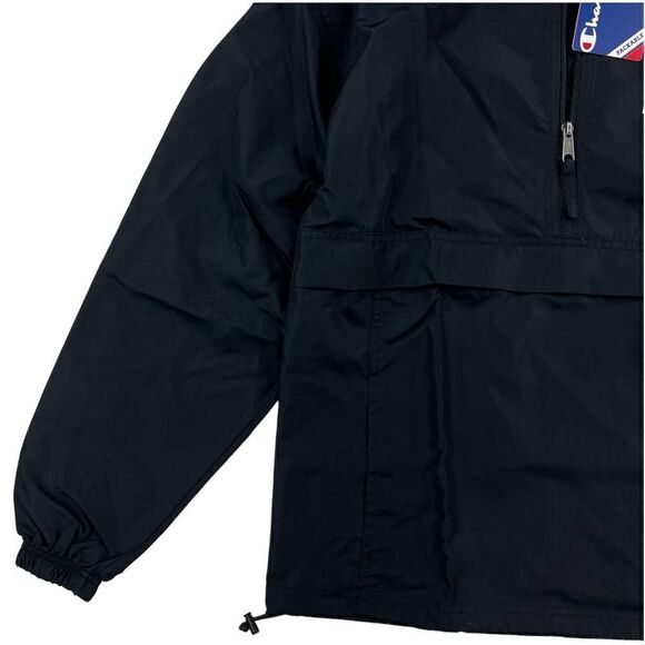 New Champion Men US S Black Hoody Anorak Sport Windbreaker Casual Pullover  - Picture 4 of 11
